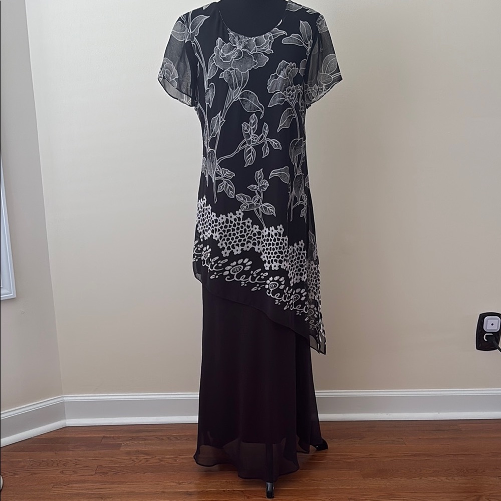 Beaded Black Floral Dress - Picture 1 of 11